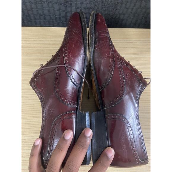 SALVATORE FERRAGAMO Burgundy All Leather Wingtip Oxfords Men\'s Shoes size 10D main image 8